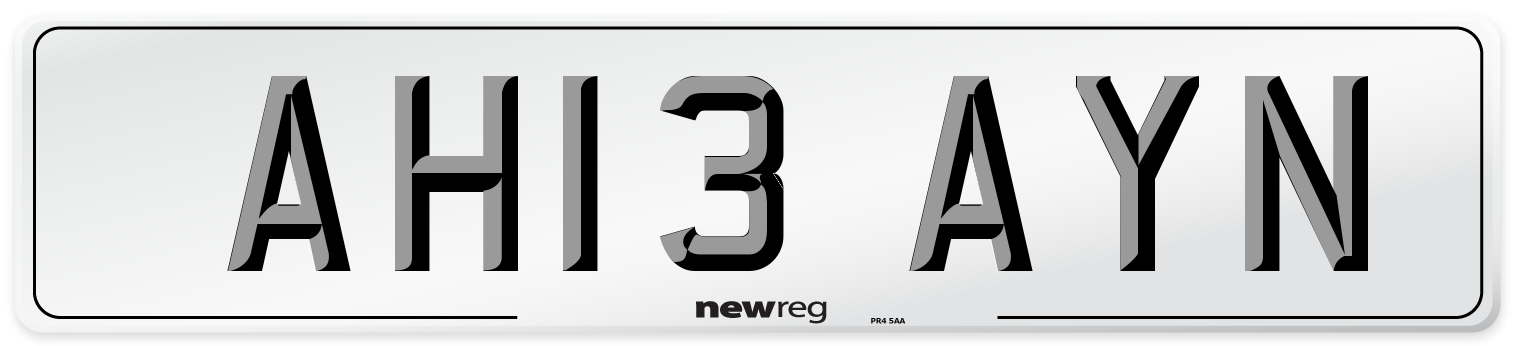 AH13 AYN Number Plate from New Reg